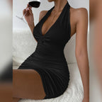 Asia-Vestido de noche con escote en V profundo