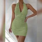 Asia-Vestido de noche con escote en V profundo